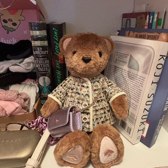 Kate spade Oh What Fun Charming Brown Teddy Bear bag with Patterned Jacket - Picture 1 of 3